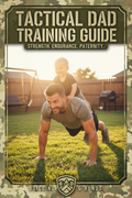Father doing bear crawl drill with child on his back